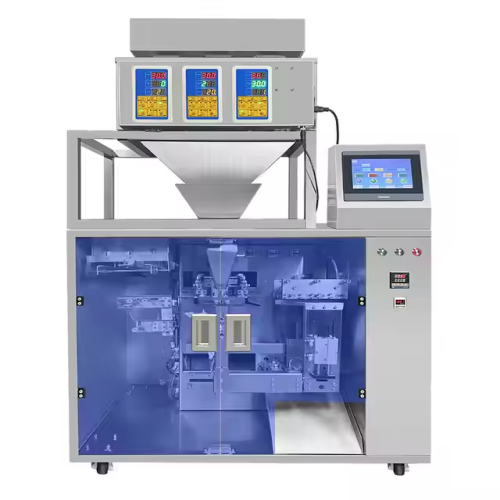 Máquina automática de recogida/apertura/llenado/sellado de bolsas con cremallera